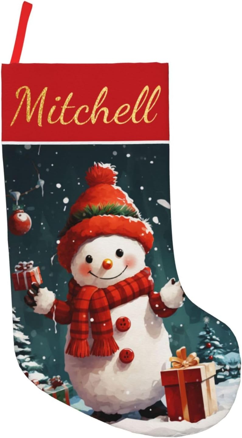 Stockings & Holders - Kreiphantom Personalized Christmas Stockings with Name Personalized Christmas Snowman Style 4 Custom Christmas Stockings 18 Inch Xmas Holiday Decoration Gifts for Family Kids Friends