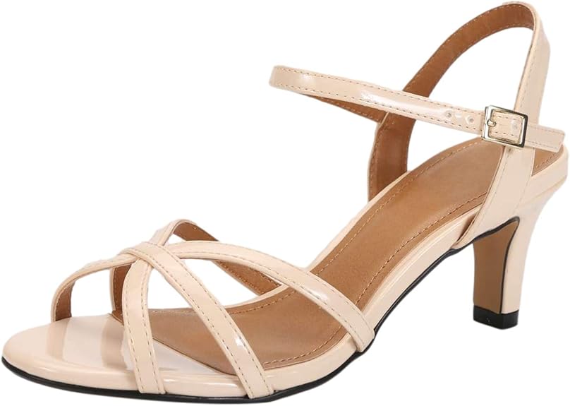 Women's Kitten Heel Sandals Ankle Strap Open Toe Pumps Party Wedding