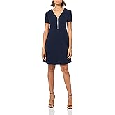 DKNY womens Color Block Scuba Crepe Fit and Flare Dress