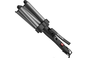 Revlon RV084F Hair Waver 3 Barrel, Tourmaline Ceramic Coating, 30 Heat settings, All Hair Types, Jumbo Size, Shiny Waves, Gre