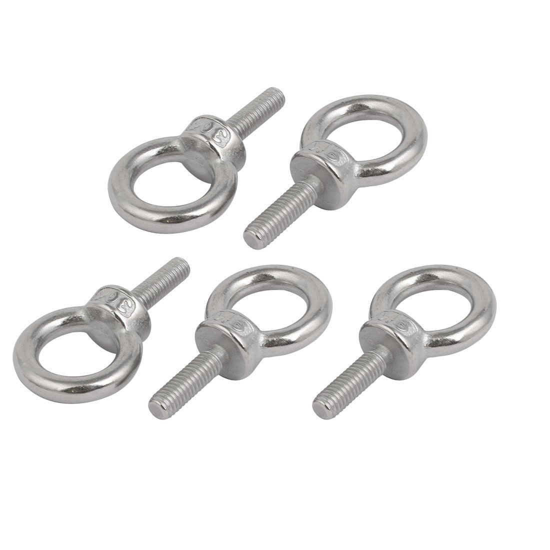 Sourcingmap Lifting Eye Bolt M6 x 20mm Male Thread 304 Stainless Steel for Hanging, Pack of 5