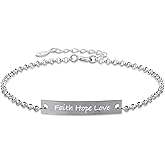 ALiLuYa Faith Hope Love Bracelet for Women, 925 Sterling Silver Christian Faith Jewelry, Meaningful Gift for Her