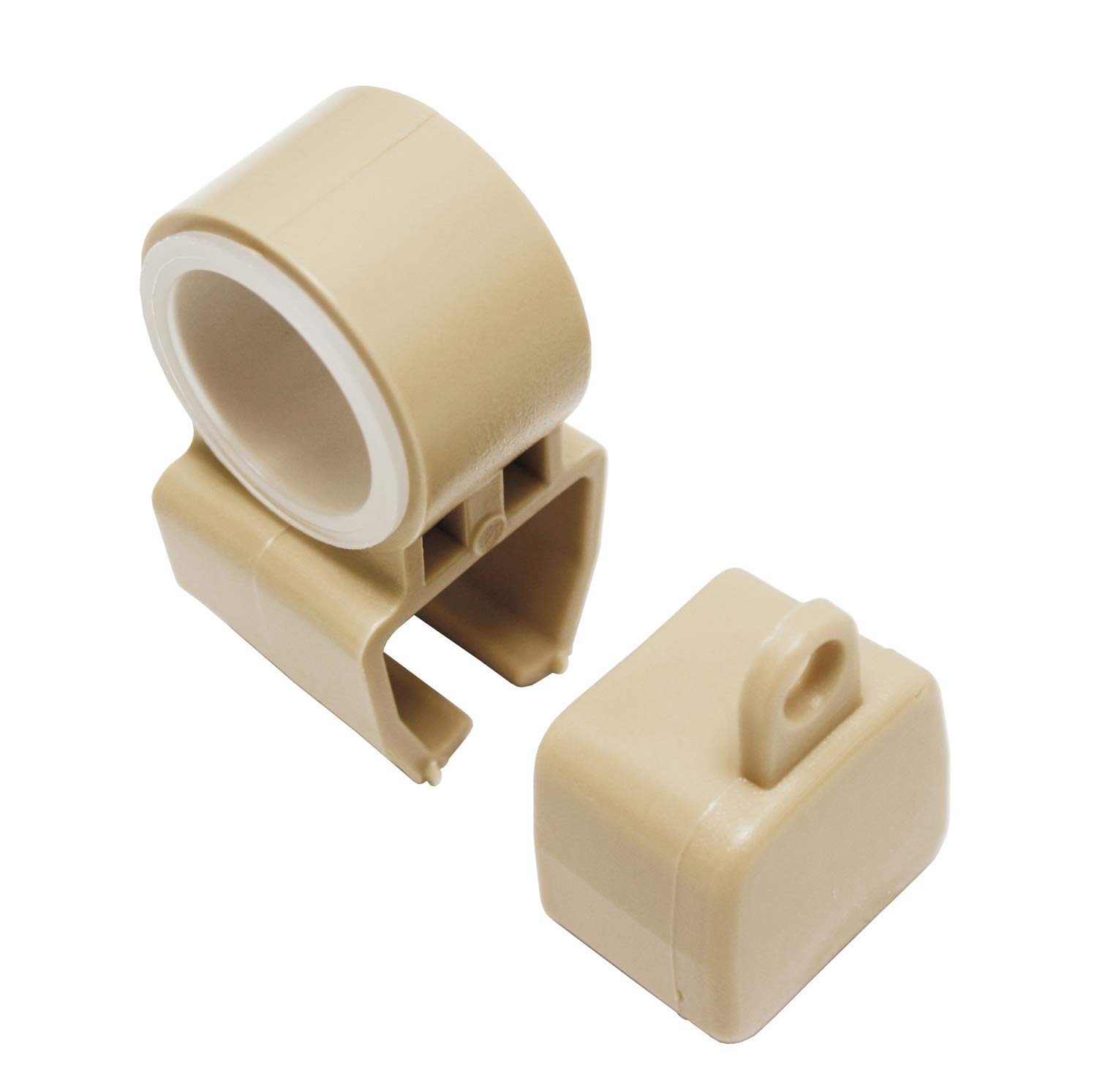Gardinia 2 x Beige Plastic U Rail End Caps Holder