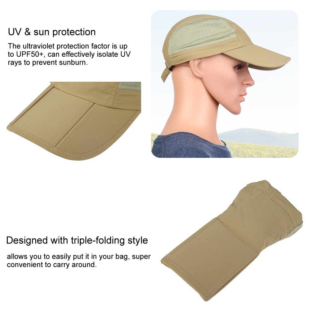 Vbiger Quick-Dry Breathable Sports Hat UPF50+ Baseball Caps Hat (B-Khaki)