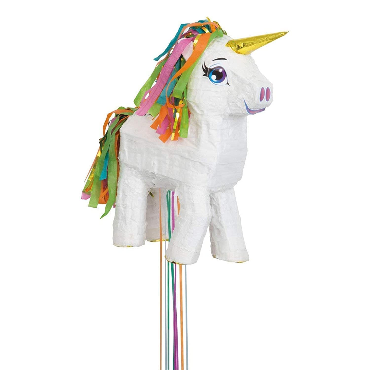 Multicolor Unicorn 3D Pull Pinata (31cm x 46cm) 1 Piece - Colorful Party Fun for All Ages, Perfect Celebration Accessory