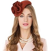 Vintage Women's Fascinators Wool Felt Pillbox Hat Ladies Hats for Church Derby Party Wedding Teardrop Hat Flower Fedoras