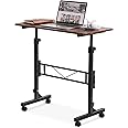 Small Standing Desk Adjustable Height, Mobile Stand Up Desk with Wheels, 32 Inch Portable Rolling Desk Small Computer Desk, Portable Laptop Desk Standing Table Rustic