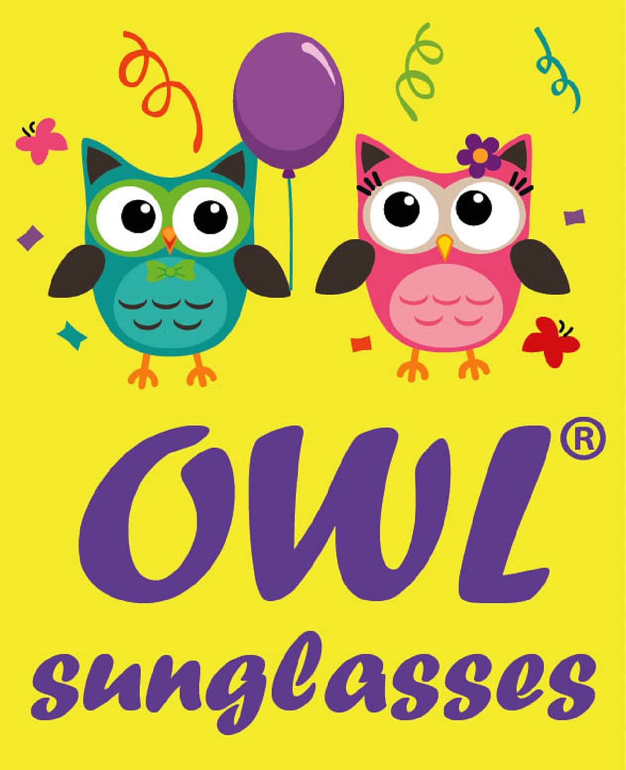 OWL Kids Clear Lens Glasses UV Protection for Children, Colorful Frames Fun Pretend Play Eyewear Non Prescription