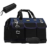 FASTECH 22in Heavy Duty Bottom Tools Bag With Wide Mouth For Tool Storage, Carrier and Organizer, Tote Bag for Men/Women, Wide Mouth Tool Bags With Inside Pockets (22 Inch)