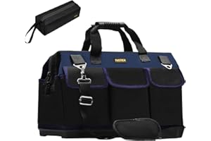 FASTECH 22in Heavy Duty Bottom Tool Bag With Wide Mouth For Tool Storage, Carrier and Organizer, Tool Bag for Men/Women, Wide Mouth Tool Bag With Inside Pockets (22 Inch)