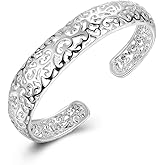 KACON Sterling Silver Bangle Bracelet, Fashion Simple Open Bangles Cuff bracelets for Women