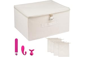 Lockable Adult Toy Bag,15.8 x 11.8 x 7.9 In Discreet Bag for Toys with 4 Drawstring Bags,Discreet Lockable Toy Storage Bag wi