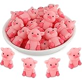 SALUOKE 12PCS 3D Pig Silicone Beads for Pens, 12Pcs Pig Silicone Focal Beads for Keychain Making DIY Handicraft（3D Pig ）