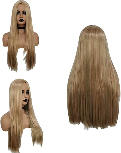 Candyly Beautiful Sexy Gold Party Wigs Long Curly Hair Mixed