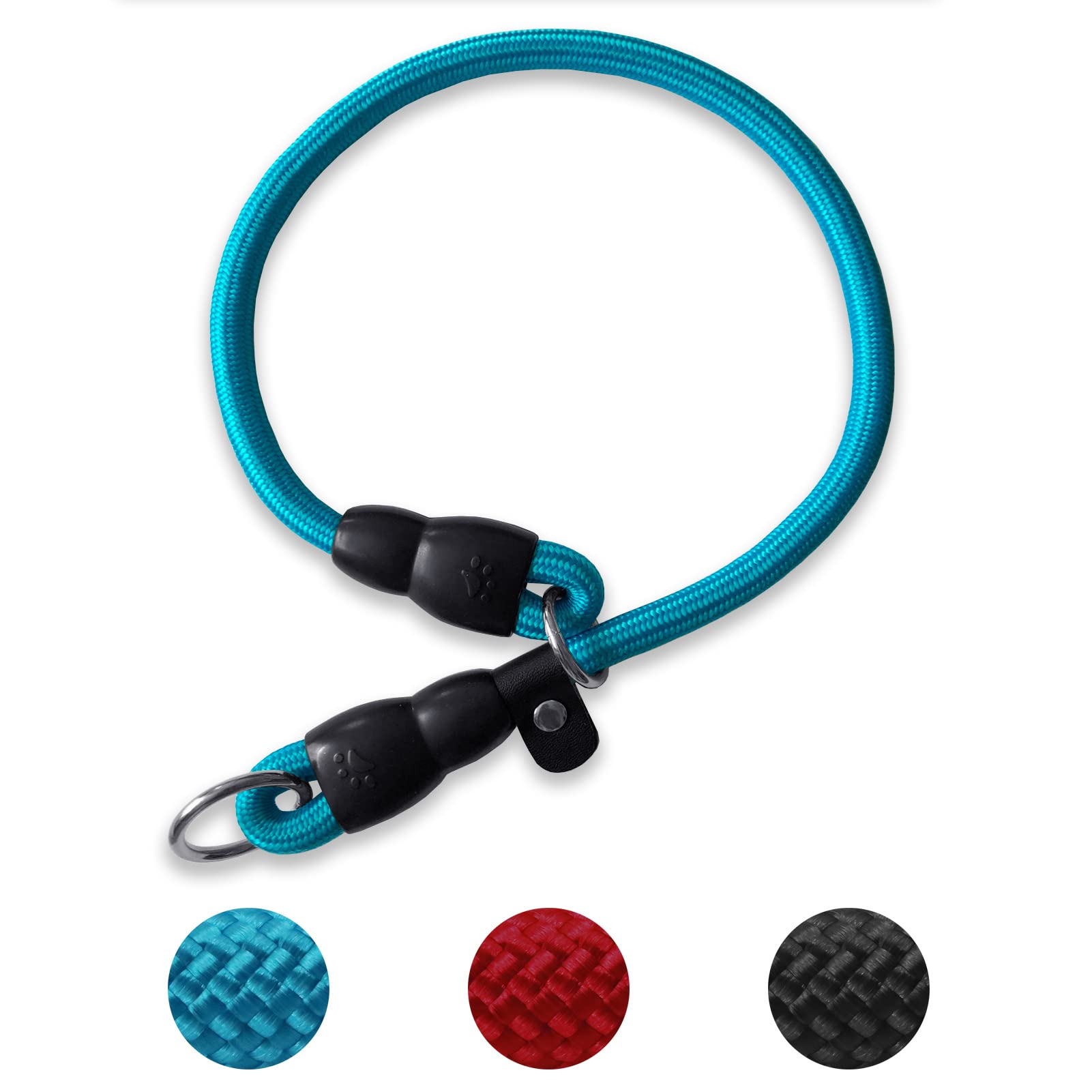 LOS ANDES Dog Slip Collar Choke Collar for Dog Training Nylon Rope Collar with Adjustable Stopper No Pull Round Martingale Dog Collar for Small Medium Large Dogs(Blue, Ideal for neck under 35cm)