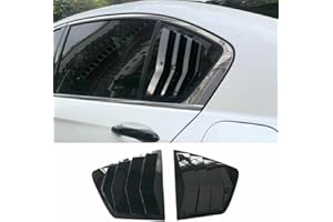 XITER 2PCS ABS Carbon Fibre Racing Style ABS Rear Side Window Louvers Air Vent Scoop Shades Cover Blinds for Honda Civic 9th Sedan 2012-2015 (Glossy black)