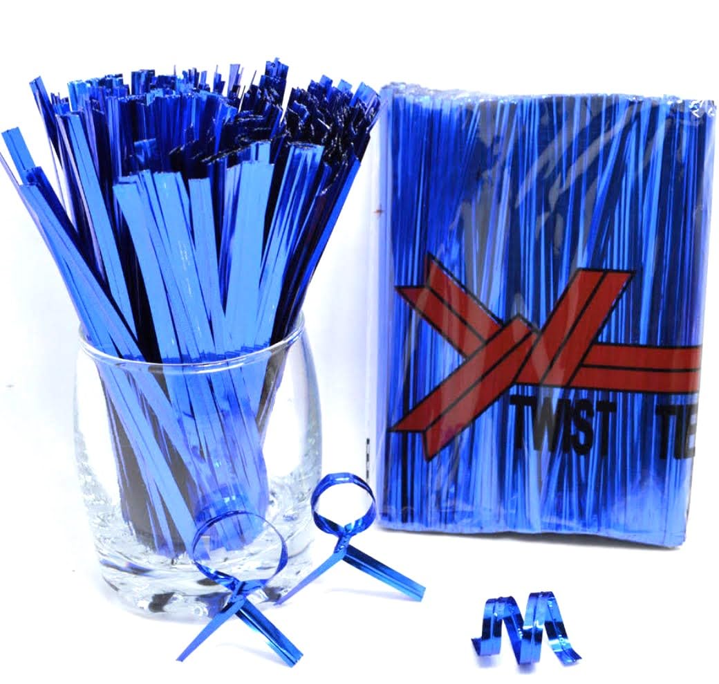 Tech Wizards 800 Pieces 6cm Long Twist Ties Foil Metallic Twist Ties for Baking Sealing Party Candy Gift Bags Gardening (Blue)