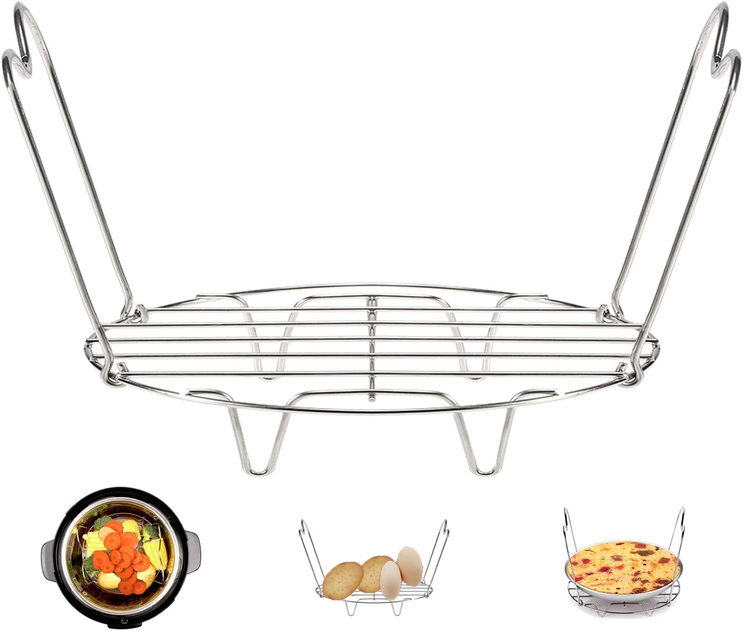 KSPOWWIN Stainless Steel Steamer Rack Trivet with Handles Compatible with Instant Pot Accessories 3 Qt 5 Qt, Perfect for Lifting out Whatever Delicious Food You Cook