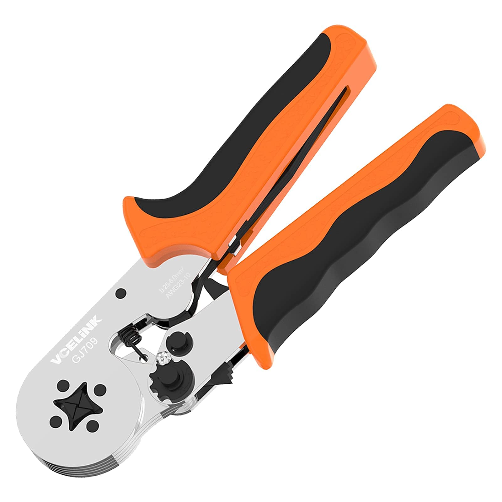 VCELINK GJ709 Crimper Plier, 0.25-6mm²/AWG23-10, Self-Adjustable Ratchat Wire Crimping Tool, Ferrule Crimper Plier to Crimp The Bootlace Ferrules