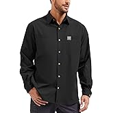 Kecols Mens Regular Fit Long Sleeve Work Utility Button Down Shirt with Chest Pockets-UPF,Reflective Safety