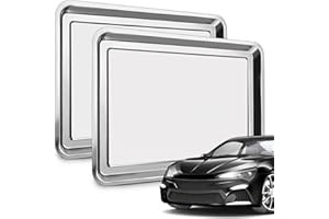 Nagpew 2 Pack Stainless Steel Oil Drip Pan, 27''L x 19''W Rust Resistant Oil Change Mat Tray, Large Motorcycle Oil Catch for Under Car Transmission, Fluid Grease Dripping, Keep Floor Clean