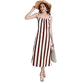 KAILAND Womens Summer Maxi Dresses 2025 Boho Striped Spaghetti Strap Sundress Casual Beach Vacation Long Dress with Pockets