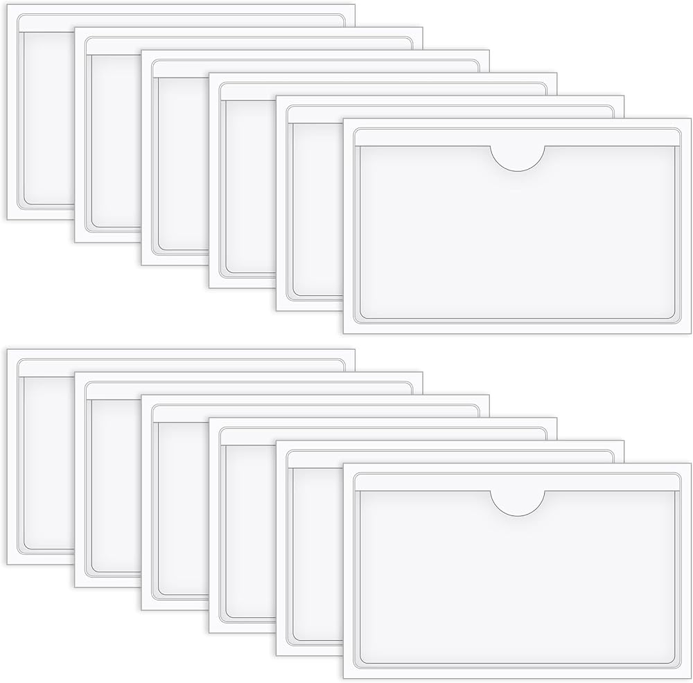 Vicloon Self Adhesive Pocket 12pcs 6x10cm Card Sleeves Open Side