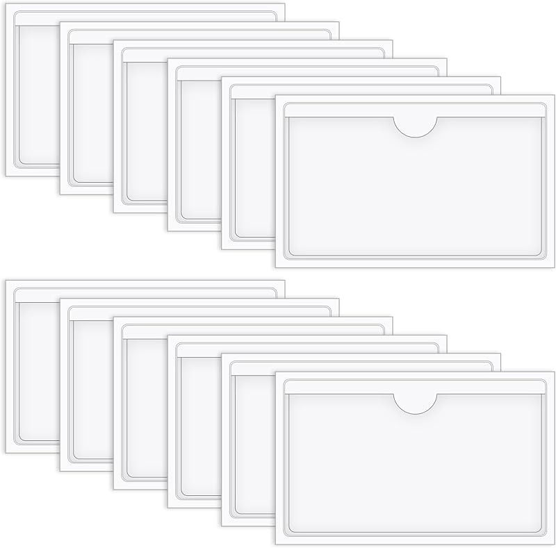 Vicloon Self Adhesive Pocket 12pcs 6x10cm Card Sleeves Open Side