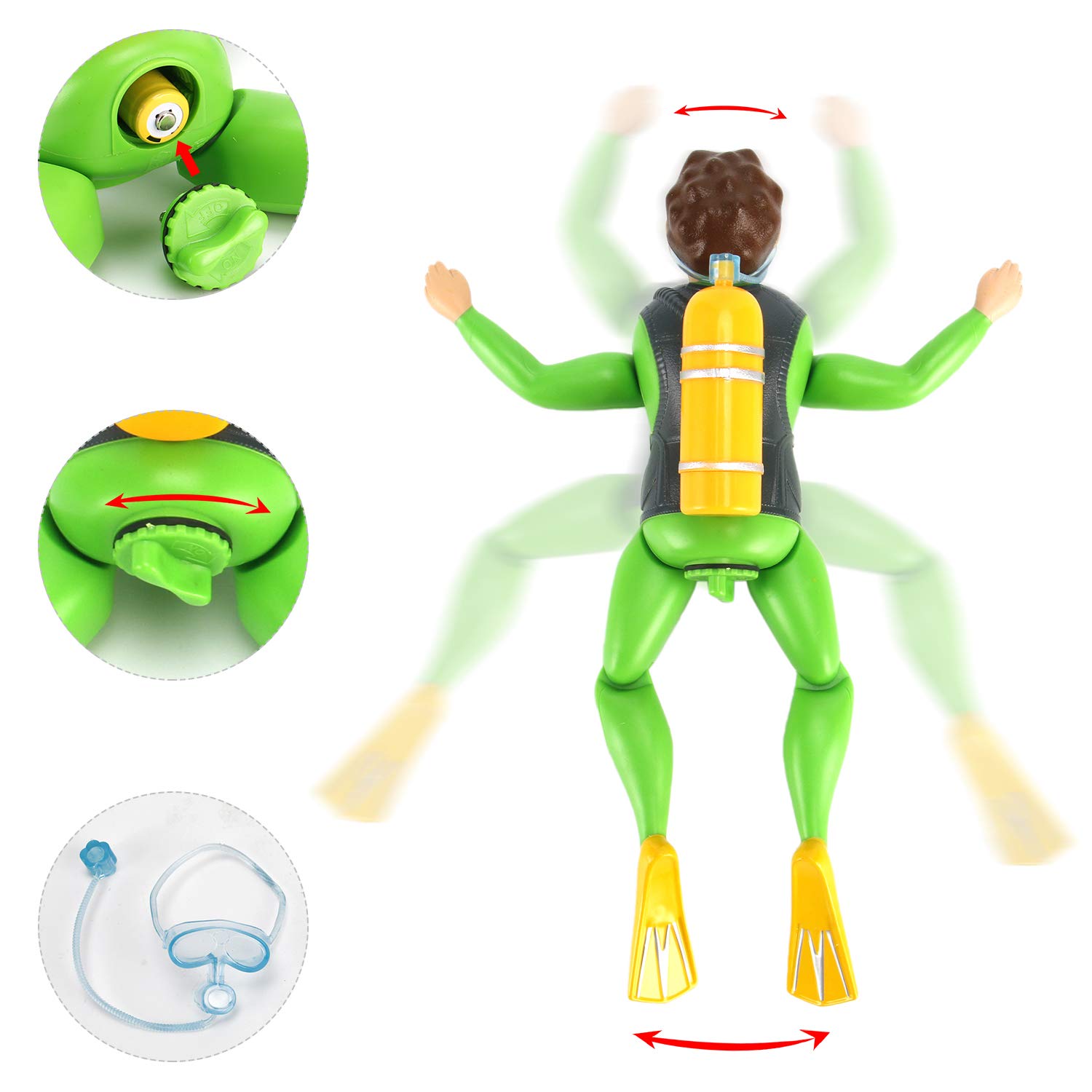 Underwater Adventurer Scuba Diver Man Swimming Bath Figure Electric Kids Water Bathtub Toy