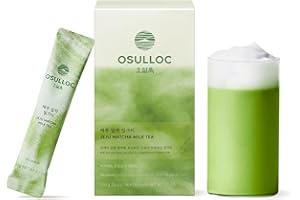 OSULLOC Jeju Matcha Milk Tea (7oz X 10 Packets), Easy on-the-go Stick type Powder Blended tea, Deep flavored matcha & creamy milk