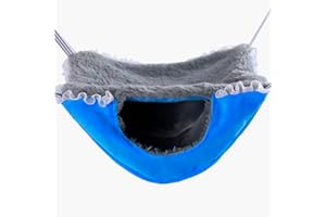 neolun Small Pet Cage Hammock,Ferret Hanging Bunkbed Hammocks Rat Warm Hideout with Pleated Lace Trimming(Blue)