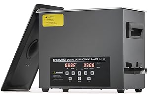 CREWORKS 6L Digital Ultrasonic Cleaning Machine with Degas and Gentle Mode, 180W Ultrasonic Cleaner Machine with Heater and Timer, 1.6 gal Ultrasound Cleaner for Retainer Jewelry Lab Tool Auto Part