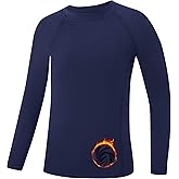Runhit Youth Boys Compression Thermal Shirt Long Sleeve Fleece Base Layer Undershirt for Football Baseball Soccer Basketball