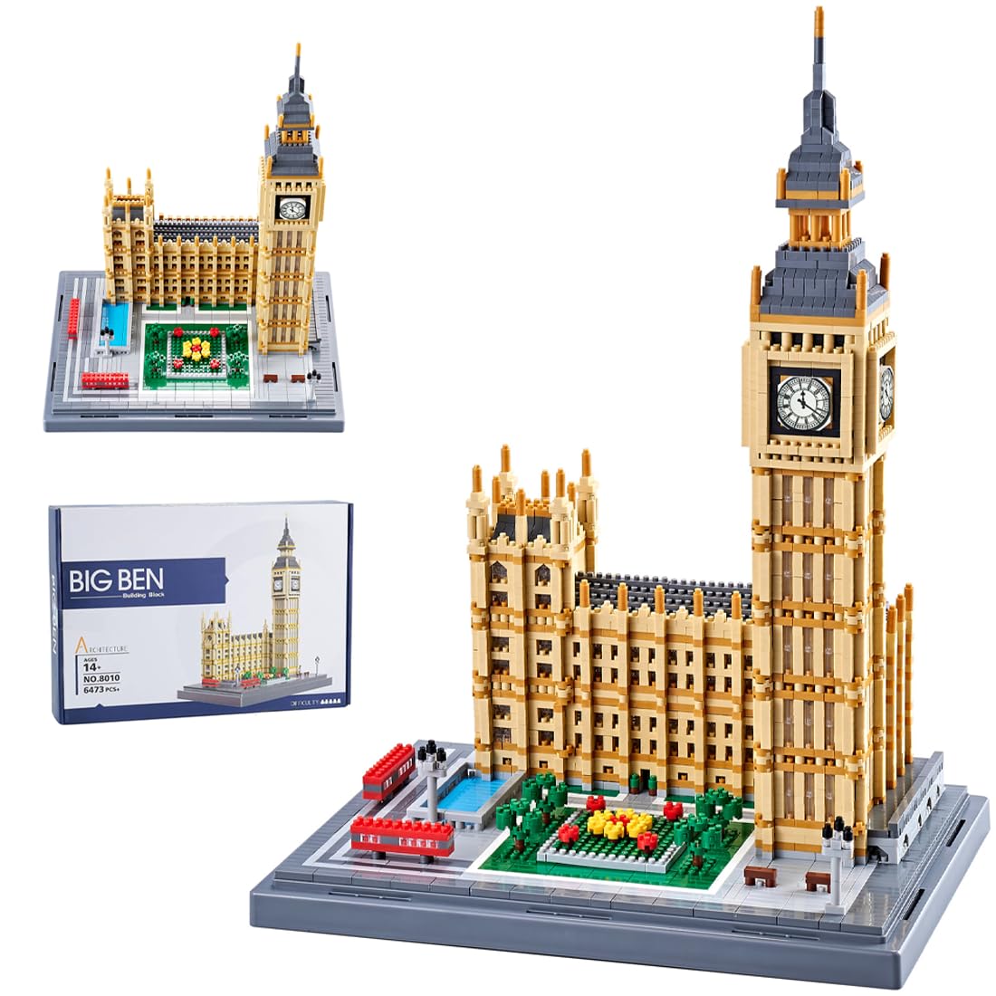 FULHOLPE Big Ben Model Building Blocks Kit, 6473 Pieces Landmark Architecture Mirco Bricks Model Set, Nano Blocks London Clock Tower Construction Toy Not Compatible with Major Brands