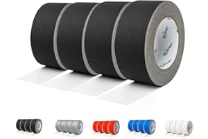 Fetefest Gaffers Tape Black 4 Pack in Bulk Heavy Duty, 2" x30Yards Each, Professional Grade Gaffer Tape, Non-Reflective No Residue Hand Tear Self-Adhesive, Multiple Purposes (Black, 4 Rolls)