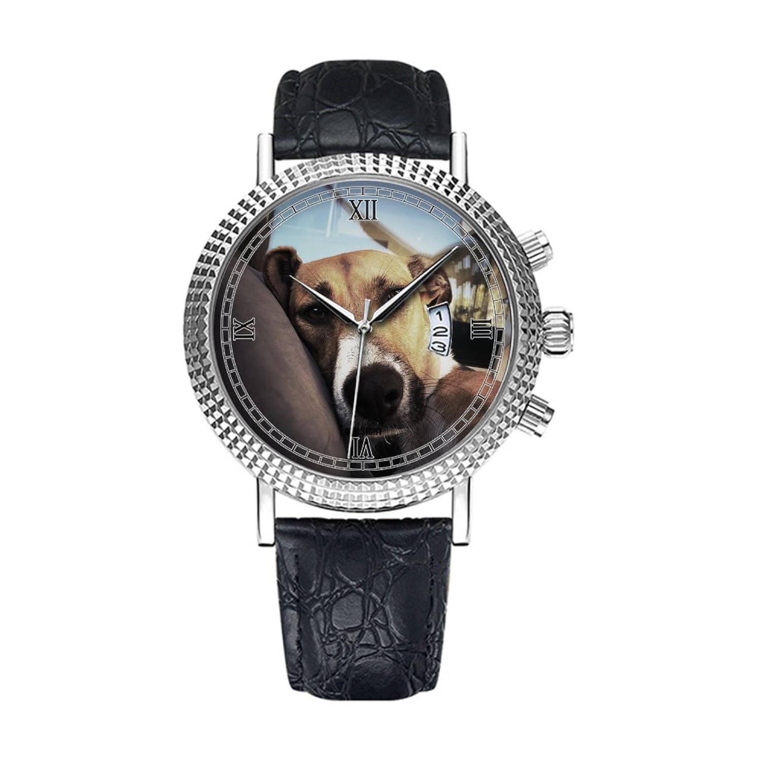 希少 アナログクオーツ腕時計 カレンダー日付シンクラシックカジュアルウォッチブラックレザーバンドlarge Face Watches Personalityパターン180 犬 悲しい かわいい 悲しい犬 ペット 動物 Canine 目 B07dfg5qj4 Agighana Org