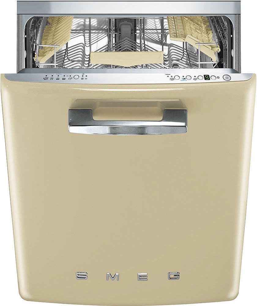 Smeg 24" 50s Retro Style Fully Integrated Dishwasher with 13 Place Settings Full Size Tub 10 Wash Cycles, Cream