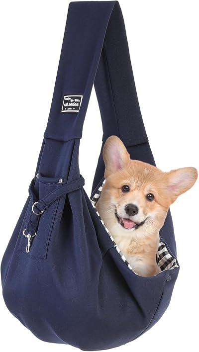 Zuimei Puppy Sling Carrier Hand-Free Small Dog Sling Dark Blue