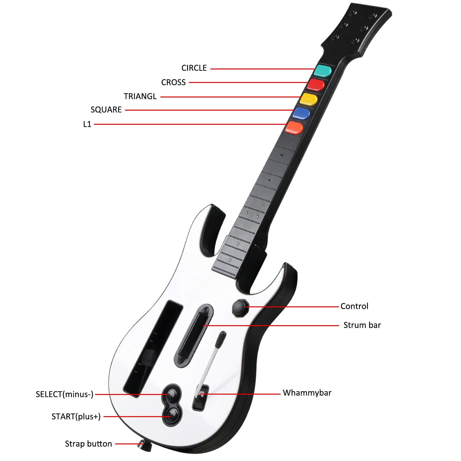 ATUTEN Wireless Guitar Compatible for Wii, Supports for Rock Band Games and Guitar Hero.（Rock Band 1 is Not Supported）