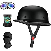 Motorcycle Helmet German Style Half Helmet for Adult Men Women DOT Approved Retro Face Helmet for Cruiser Scooter Chopper