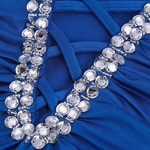 V.C.Formark Women's V Neck Mermaid backless Long Evening Party Prom Dress,Blue,S