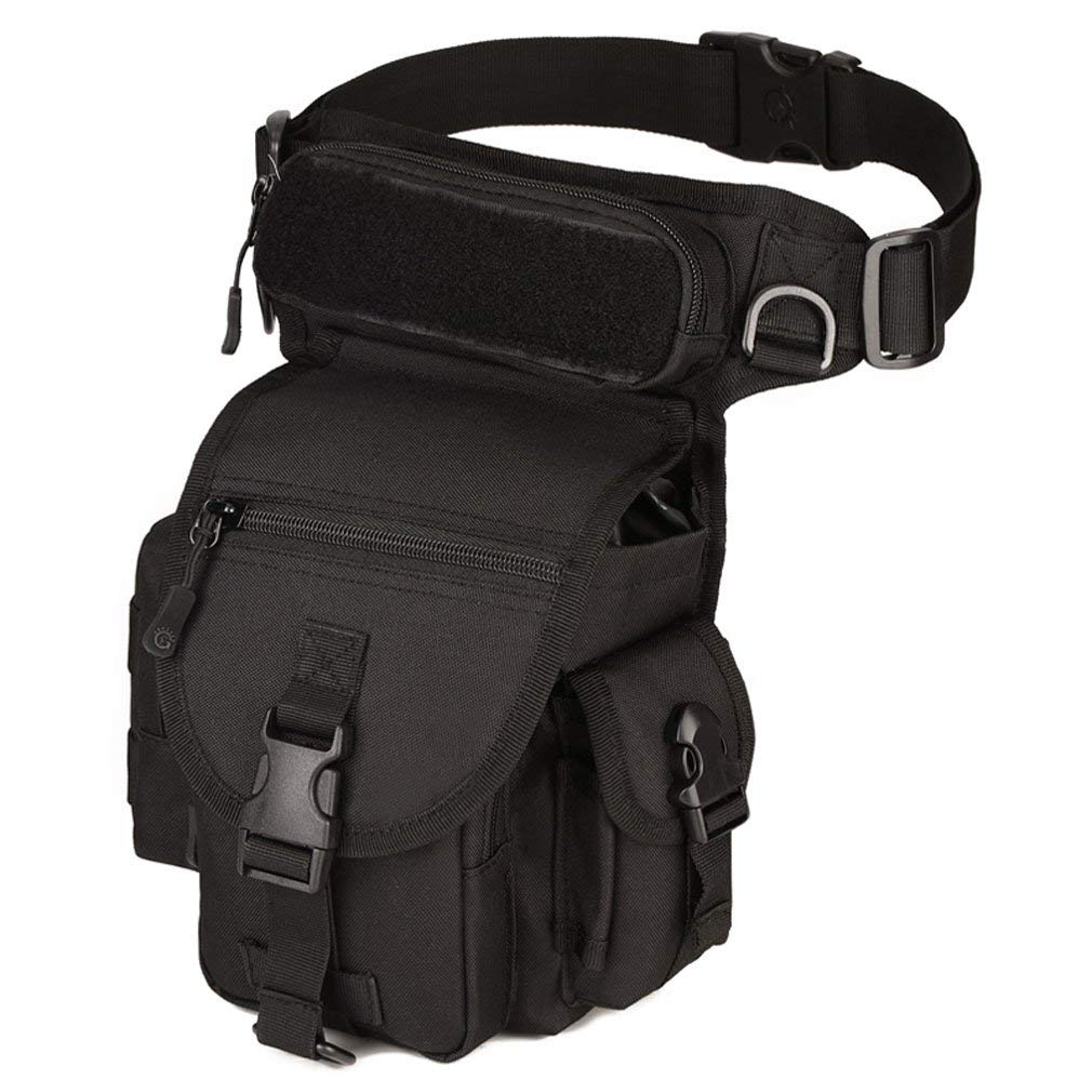 Xieben Tactical Military Outdoor Waist Fanny Pack Leg Bag for Men Women Waterproof Nylon Multi-Purpose Motorcycle Bike Thigh Drop Belt Bum Pouch Black