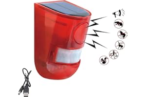 Solar Strobe Light, RISOON Solar Alarm Light with Motion Detector 129db 24 Hours Mode + Night Mode Sound Security Siren Light IP65 Waterproof, Protect Your Home, Farm, Barn, Villa,Yard