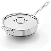 All-Clad D3 3-Ply Stainless Steel Sauté Pan 4 Quart Induction Oven Broiler Safe 600F Pots and Pans, Cookware Silver