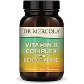 Dr. Mercola Vitamin B Complex with Benfotiamine - Supports Cellular, Brain & Immune Health - Non-GMO, Gluten-Free & Soy-Free - 60 Capsules (30 Servings)