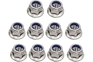 STORMCUBE M12x1.75mm DIN6926 Flange Nylon Lock Nuts 10 Pack 304 Stainless Steel Hex Locknuts Full Thread for Industrial Construction Fasteners