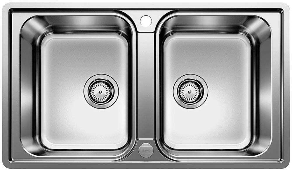 BLANCO LEMIS 8-IF – Double Basin Kitchen Sink for 80 cm Wide Base Units – Stainless Steel – with IF Flat Rim, Without Draining Zone – 524276
