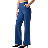 Willit Women's Wide Leg Dress Pants High Waisted Stretch Work Pants Office Business Casual Slacks Pockets Short Deep Blue L