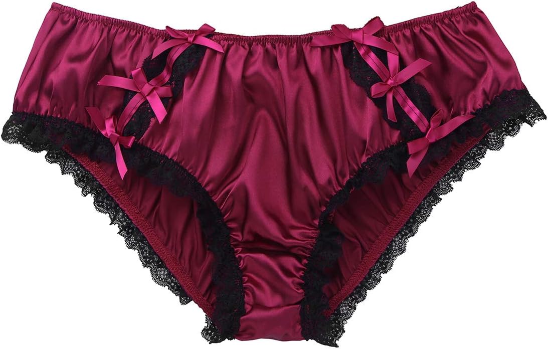 YOOJIAMen's Silky Satin Underpants Ruffled Lace Lingerie Maid Sissy Chffion Crossdress Panties Underwear