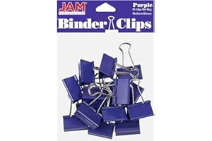 JAM PAPER Colorful Binder Clips - Medium - 1 1/4 Inch (32 mm) - Purple Binderclips - 15/Pack